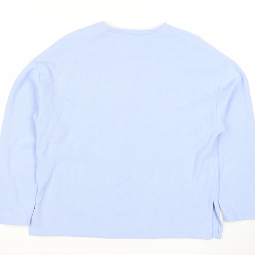 Stradivarius Women Blue Small Crew Neck Long Sleeve Pullover Sweatshirt