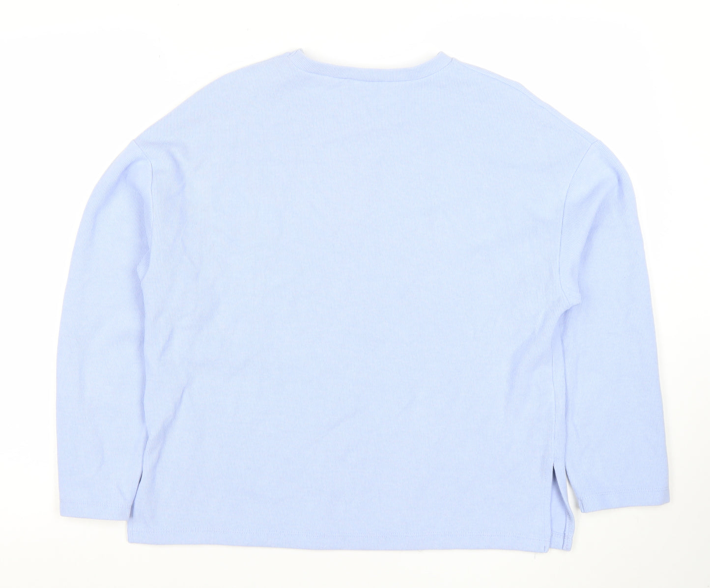 Stradivarius Women Blue Small Crew Neck Long Sleeve Pullover Sweatshirt