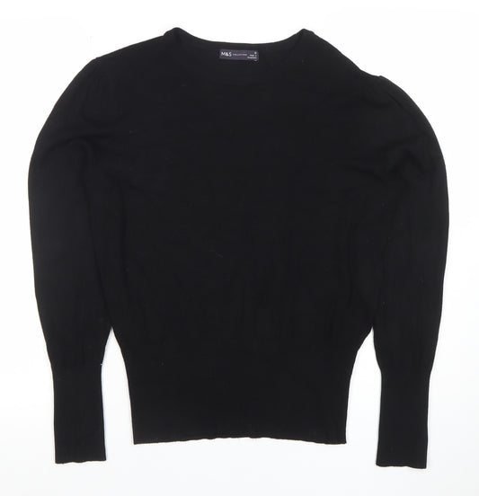 Marks and Spencer Women’s Black Knit Crew Neck Long Sleeve Top Size 12