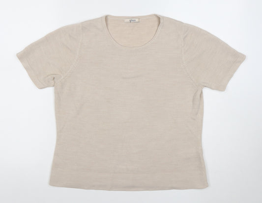 Marks and Spencer Womens Beige Size 16 Short Sleeve Knit T-Shirt