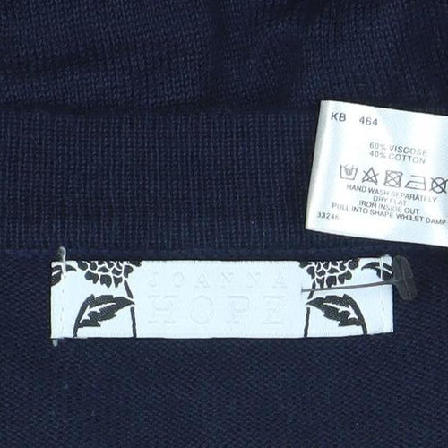 Joanna Hope Womens Blue Beaded Short Sleeve Knit Cardigan Size 14