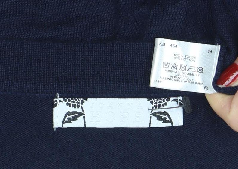Joanna Hope Womens Blue Beaded Short Sleeve Knit Cardigan Size 14