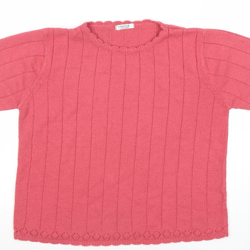 Betiix Women’s Pink Knit Short Sleeve Acrylic Top Size 10-12
