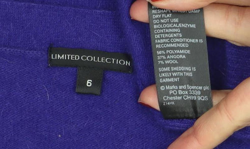Marks and Spencer Women Purple Wool Angora Knit Bodycon Dress Size 6