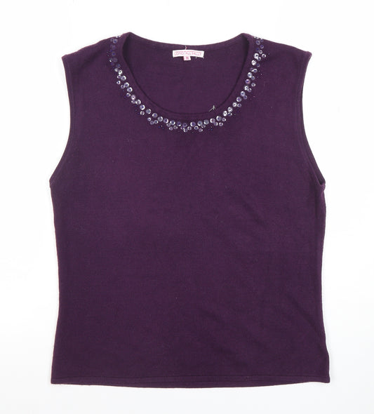 Long Tall Sally Women’s Purple Beaded Sleeveless Knit Tank Top M