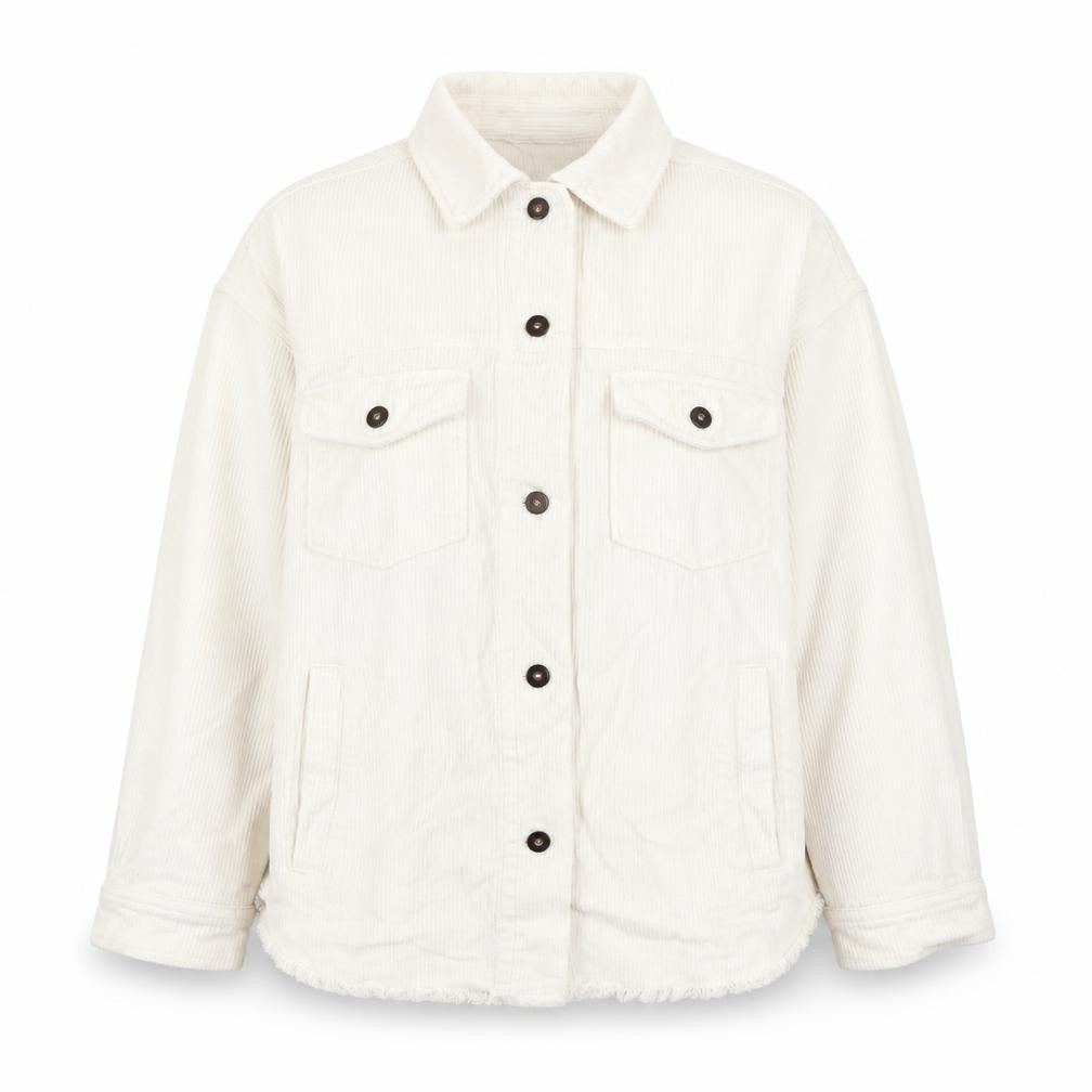 Zara Women Ivory Corduroy Button-Up Jacket Size S Relaxed Fit
