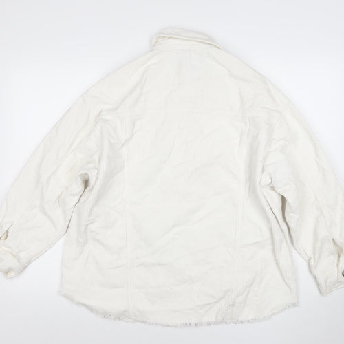 Zara Women Ivory Corduroy Button-Up Jacket Size S Relaxed Fit