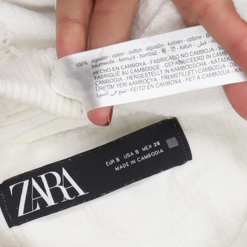 Zara Women Ivory Corduroy Button-Up Jacket Size S Relaxed Fit