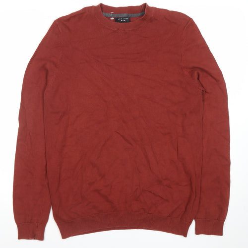 New Look Men Brown Cotton Crew Neck Jumper Size M