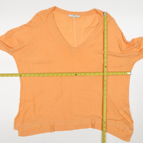 Next Women's Orange V-Neck Relaxed Knit Long Sleeve Blouse Size 20