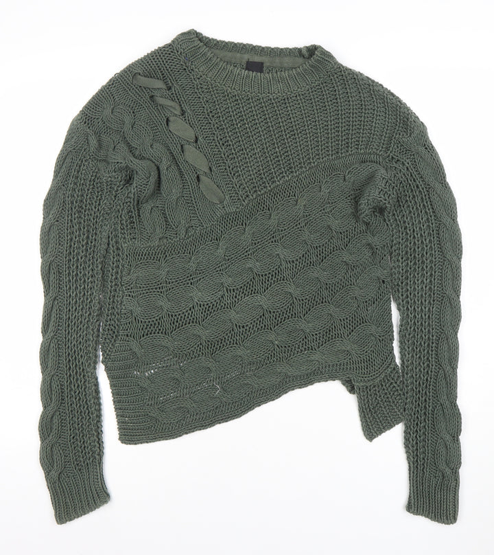 River Island Women’s Green Chunky Cable-Knit Jumper UK 6