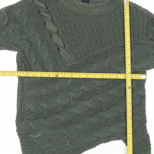 River Island Women’s Green Chunky Cable-Knit Jumper UK 6