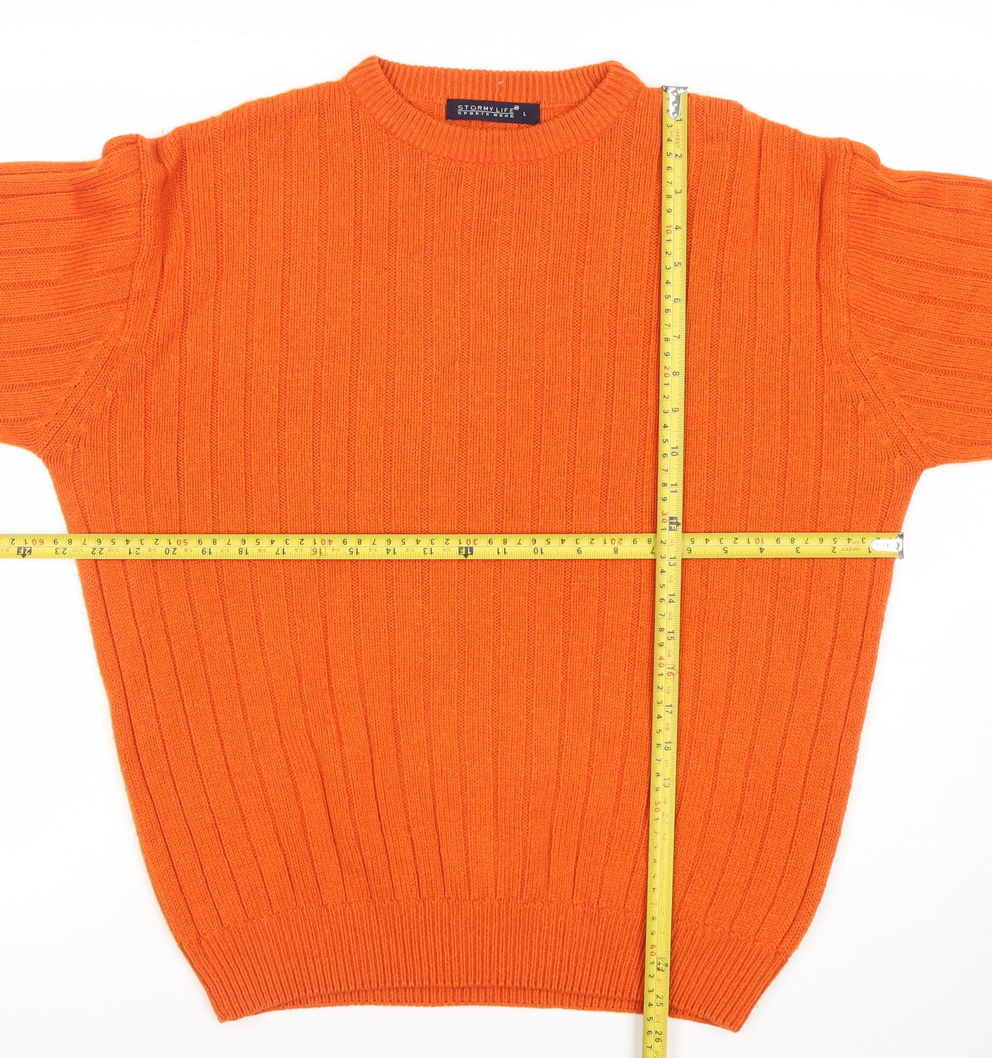 Stormylife Sportswear Women's Orange Ribbed Crew Neck Pullover Jumper Size L