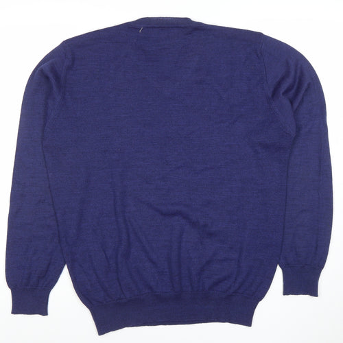 River Island Women's Blue Merino Wool Blend V-Neck Jumper Size L