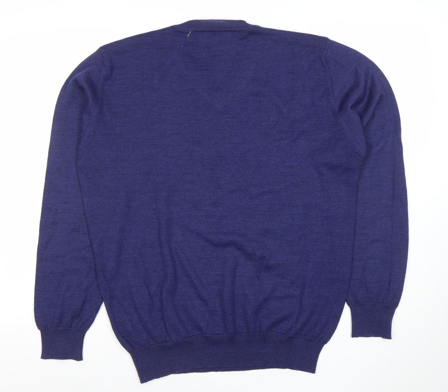 River Island Women's Blue Merino Wool Blend V-Neck Jumper Size L