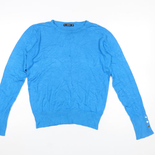 Dunnes Women's Blue Crew Neck Long Sleeve Pullover Jumper M