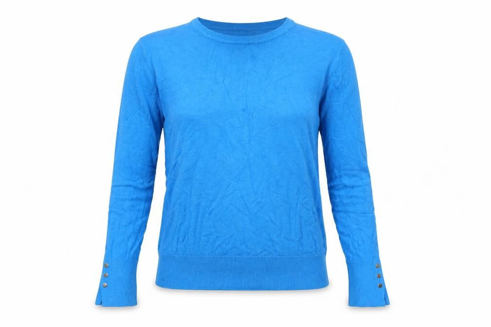 Front view of Dunnes Women's Blue Crew Neck Long Sleeve jumper M