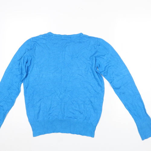 Dunnes Women's Blue Crew Neck Long Sleeve Pullover Jumper M