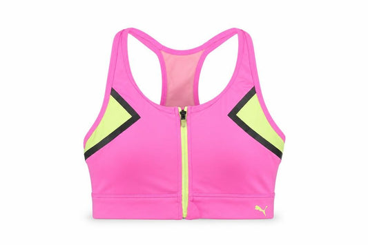 Puma Women’s Pink Racerback Zip Front Sports Bra Top Size S