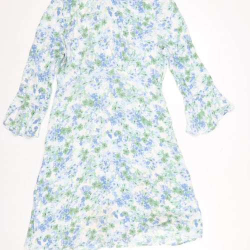 Marks and Spencer Women Blue Floral A-Line Knee Length Dress Size 12