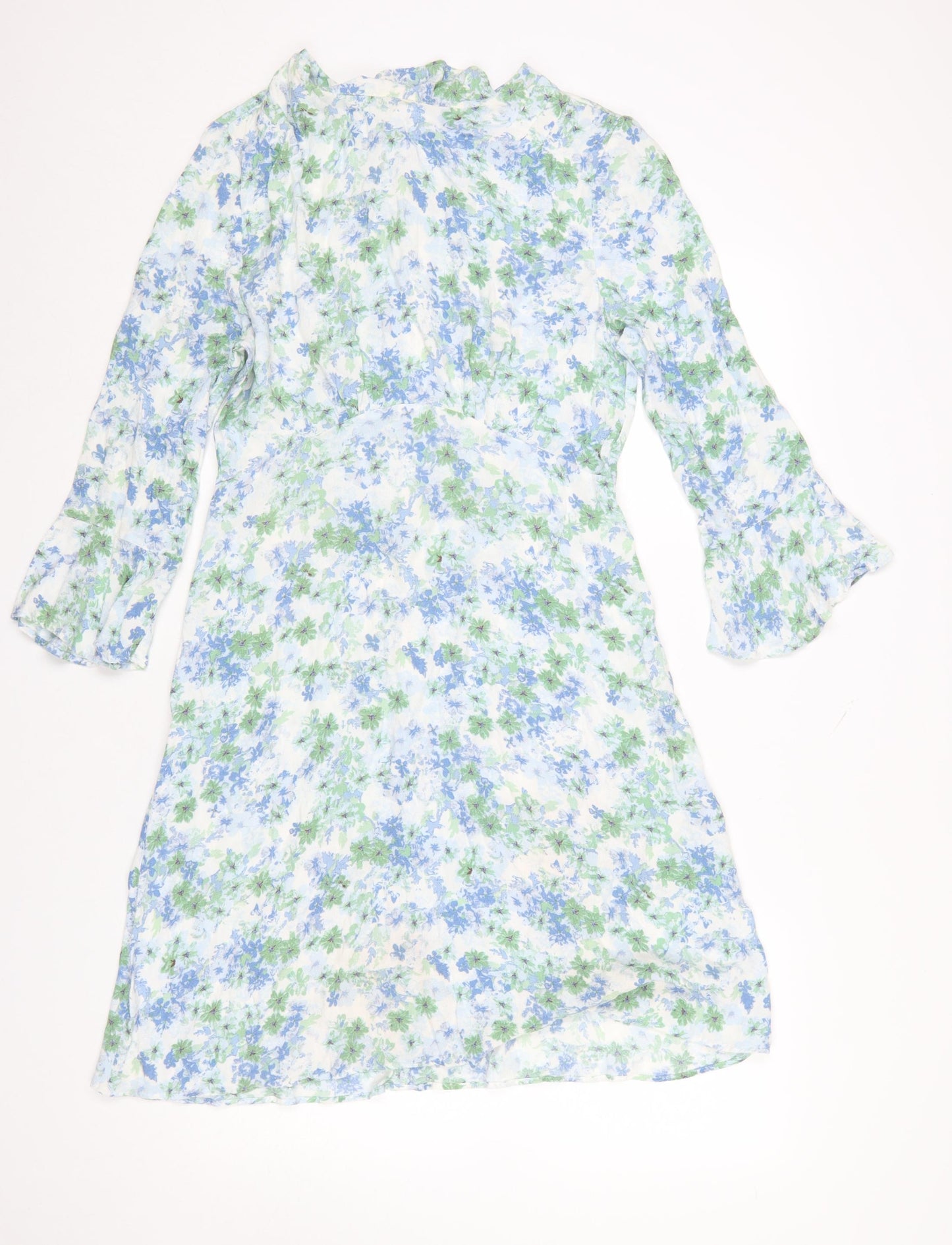 Marks and Spencer Women Blue Floral A-Line Knee Length Dress Size 12