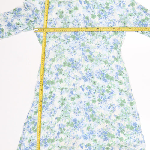 Marks and Spencer Women Blue Floral A-Line Knee Length Dress Size 12