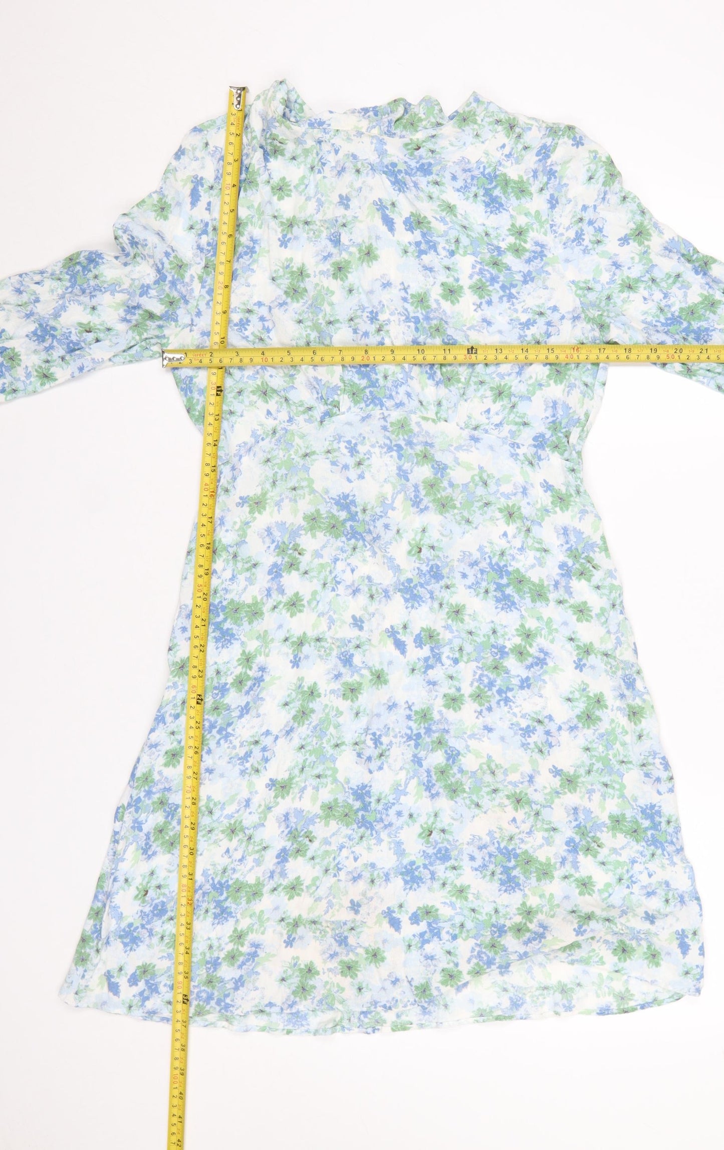 Marks and Spencer Women Blue Floral A-Line Knee Length Dress Size 12