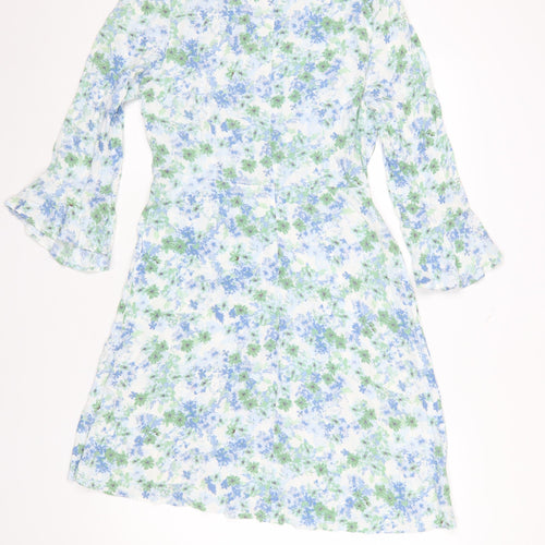 Marks and Spencer Women Blue Floral A-Line Knee Length Dress Size 12