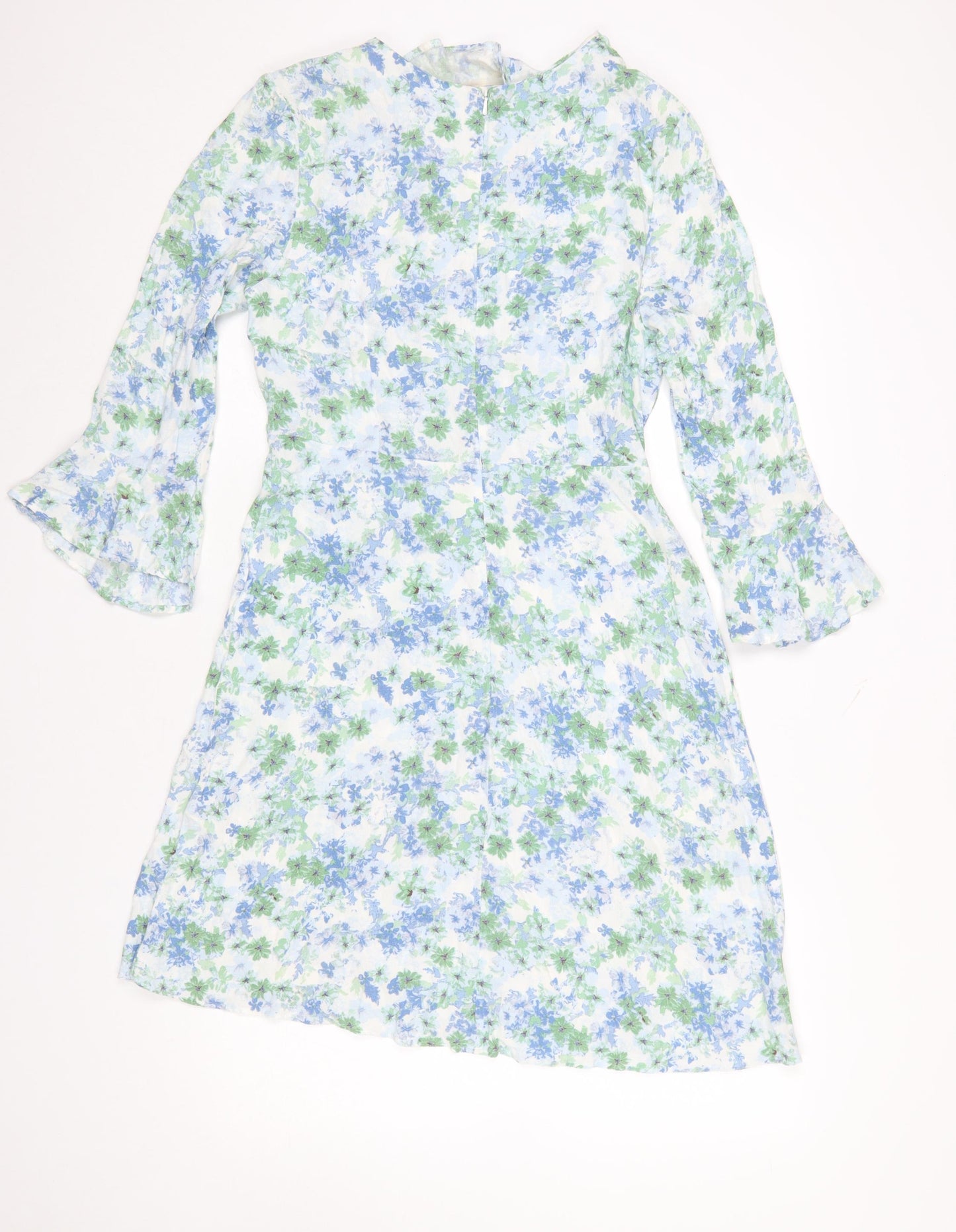 Marks and Spencer Women Blue Floral A-Line Knee Length Dress Size 12