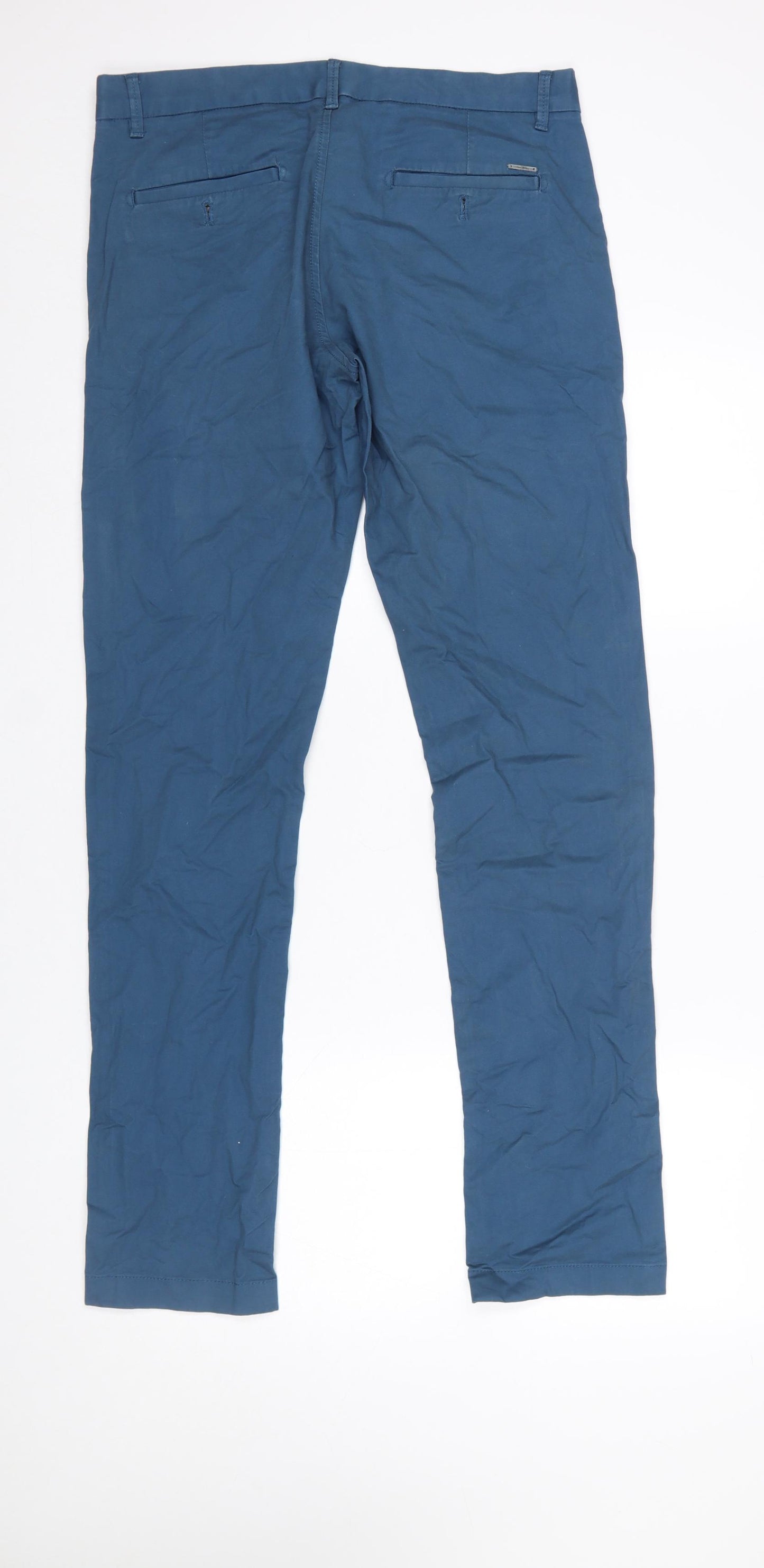 Indian Terrain Men's Blue Slim Fit Chino Trousers Size 32W