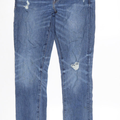 American Eagle Womens Blue Distressed Skinny Jeans Size 31 Regular