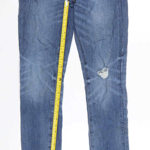 American Eagle Womens Blue Distressed Skinny Jeans Size 31 Regular