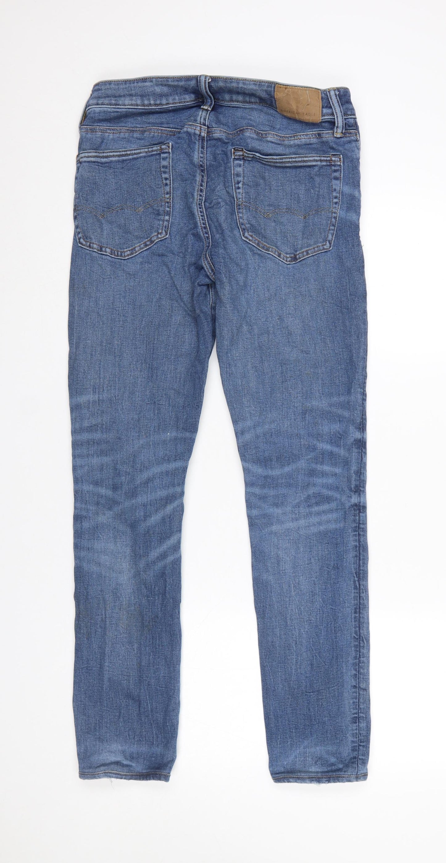 American Eagle Womens Blue Distressed Skinny Jeans Size 31 Regular
