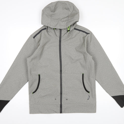 Find-Out Men's Grey Softshell Hooded Windbreaker Jacket Size M