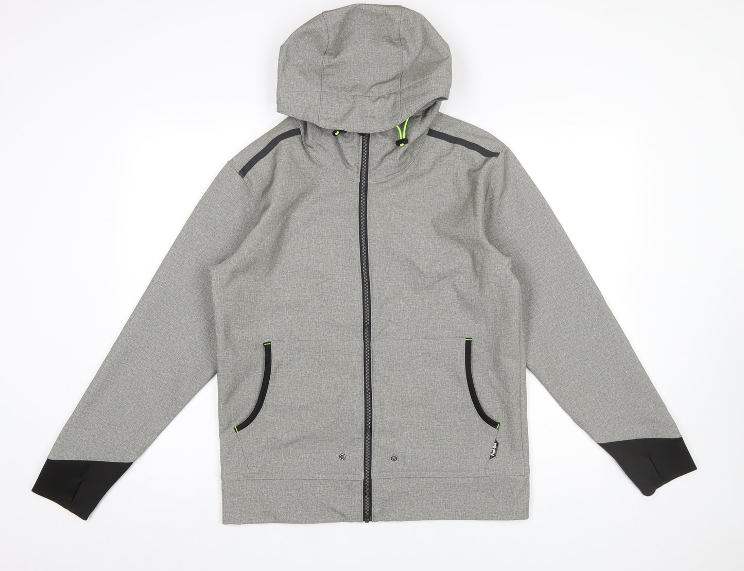 Find-Out Men's Grey Softshell Hooded Windbreaker Jacket Size M