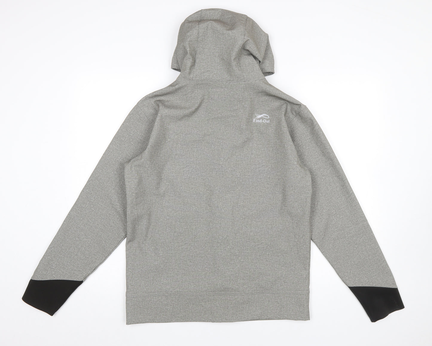Find-Out Men's Grey Softshell Hooded Windbreaker Jacket Size M