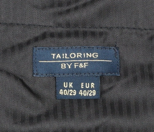 F&F Black Tailoring Mens 40/29 Dress Pants Polyester Classic Fit