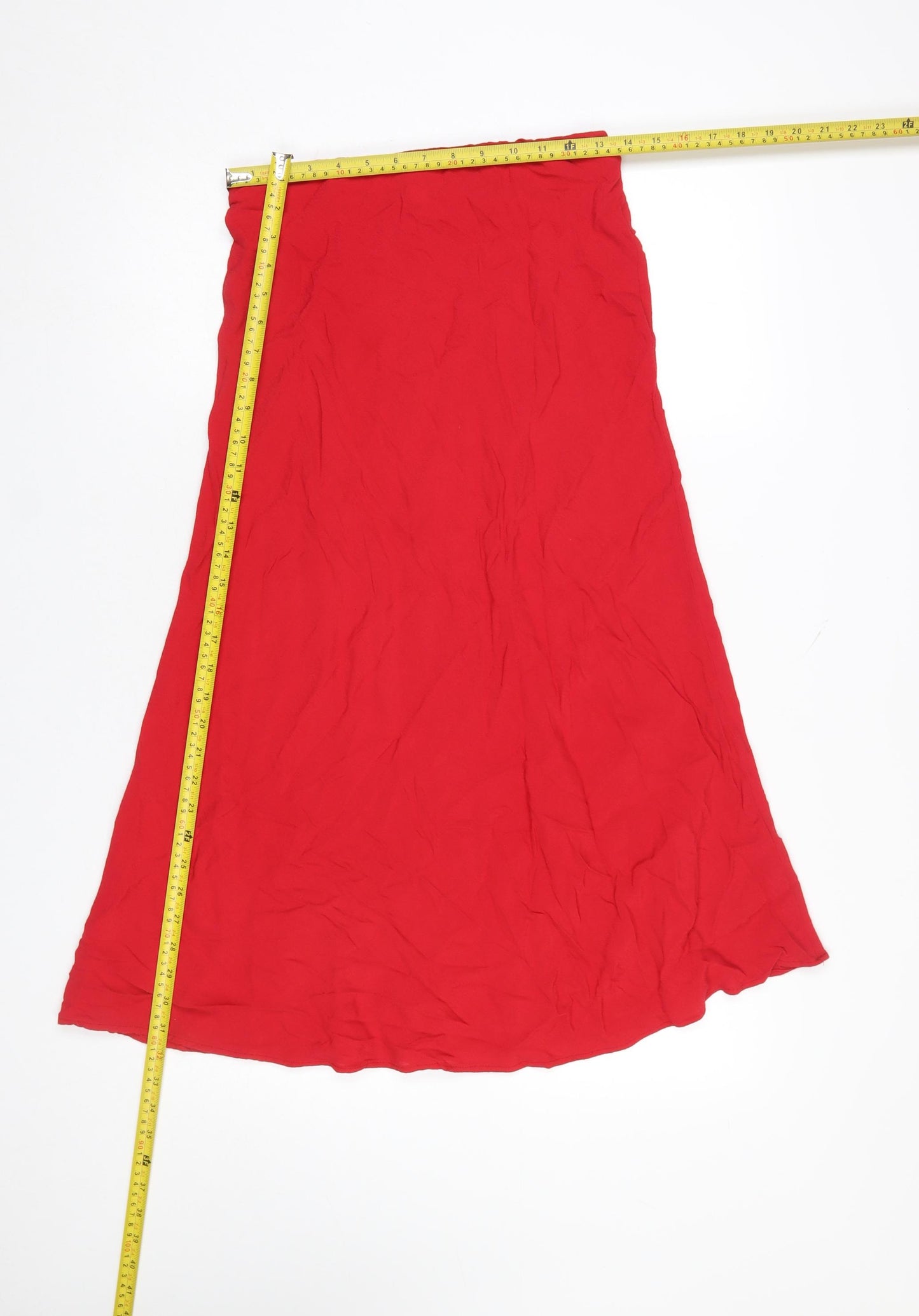 H&M Women's Red A-Line Midi Skirt Size S Viscose Lightweight