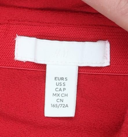 H&M Women's Red A-Line Midi Skirt Size S Viscose Lightweight