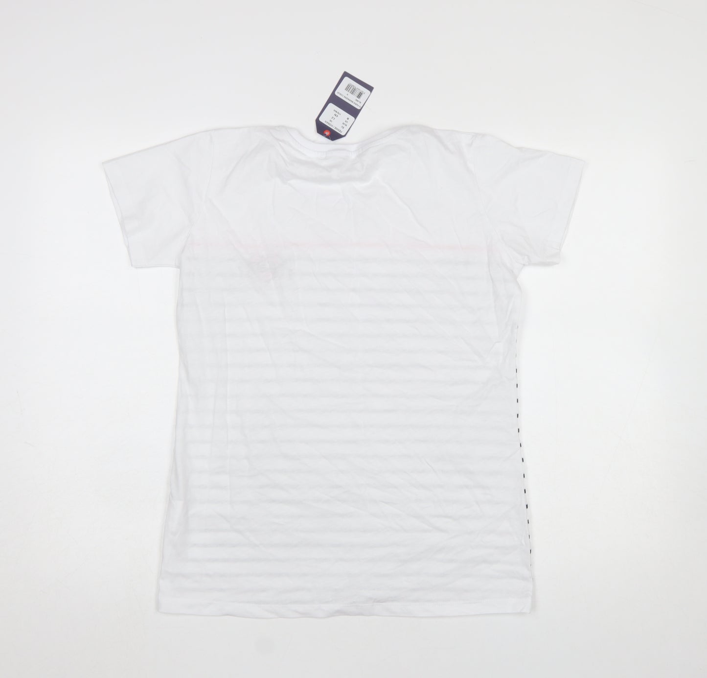 Air de Paris Women’s White Striped Embroidered T-Shirt Size 12
