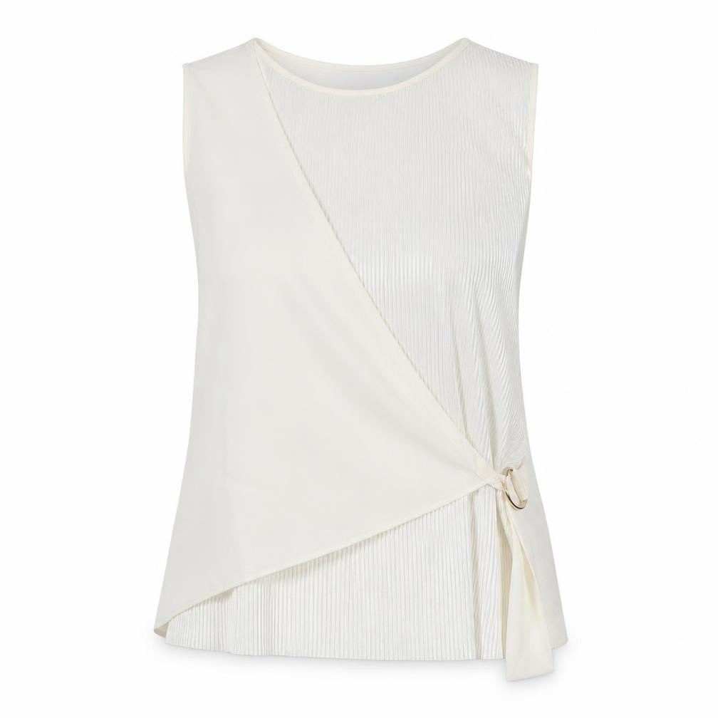 Front view of Next Women’s Ivory Wrap Buckle Sleeveless Blouse, size UK 14