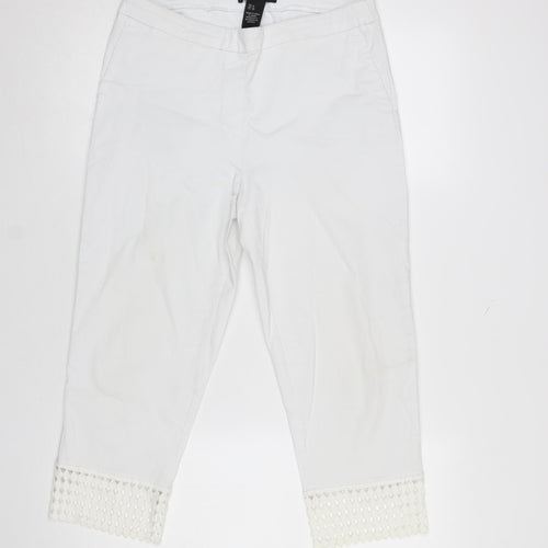 Zac & Rachel Women's White UK 12 Cropped Lace Hem Trousers