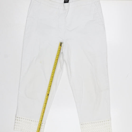 Zac & Rachel Women's White UK 12 Cropped Lace Hem Trousers