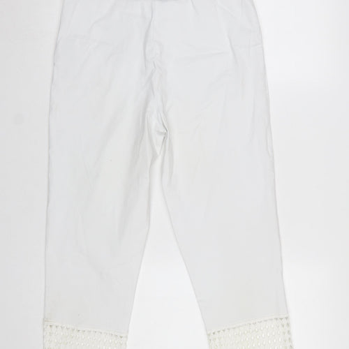 Zac & Rachel Women's White UK 12 Cropped Lace Hem Trousers