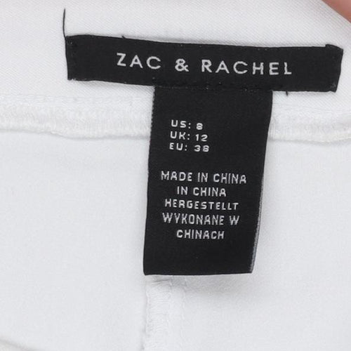 Zac & Rachel Women's White UK 12 Cropped Lace Hem Trousers