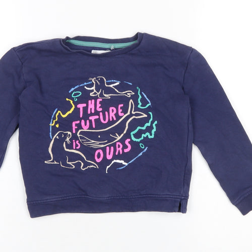 Marks & Spencer Boys Blue 6-7 Years Pullover Sweatshirt ‘The Future Is Ours’ Graphic