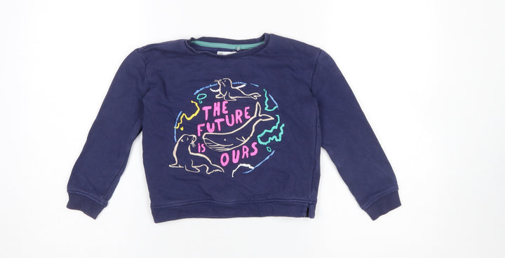 Marks & Spencer Boys Blue 6-7 Years Pullover Sweatshirt ‘The Future Is Ours’ Graphic