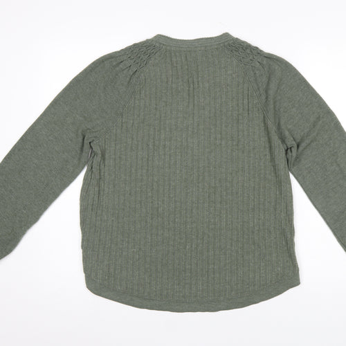 Democracy Women Green Long Sleeve Henley Jersey Blouse Size L