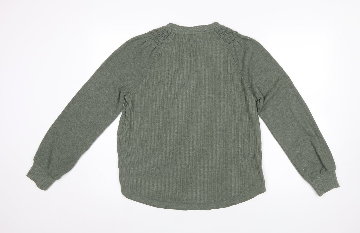 Democracy Women Green Long Sleeve Henley Jersey Blouse Size L