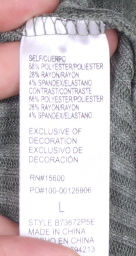Democracy Women Green Long Sleeve Henley Jersey Blouse Size L